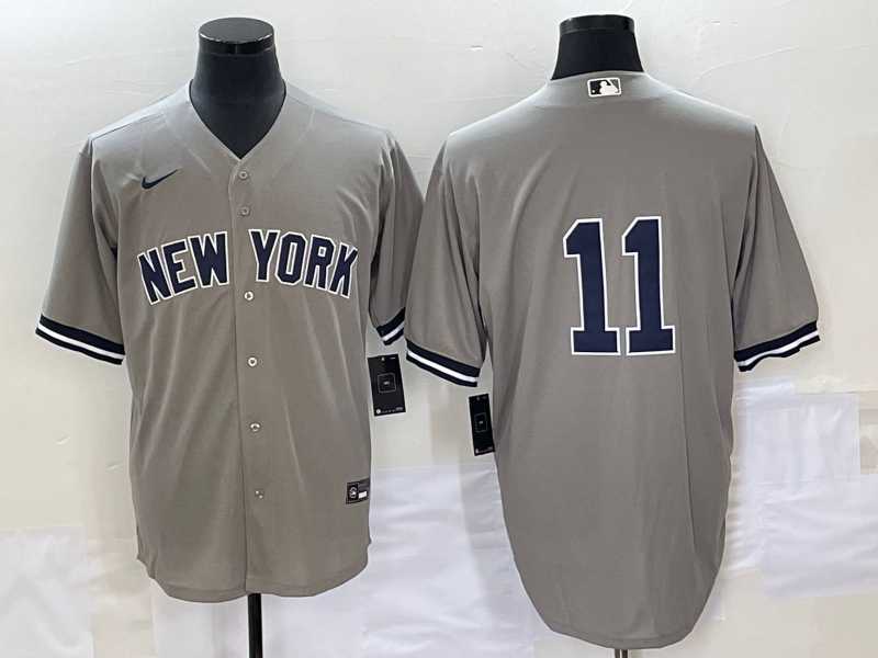 Mens New York Yankees #11 Anthony Volpe Gray Cool Base Stitched Baseball Jersey